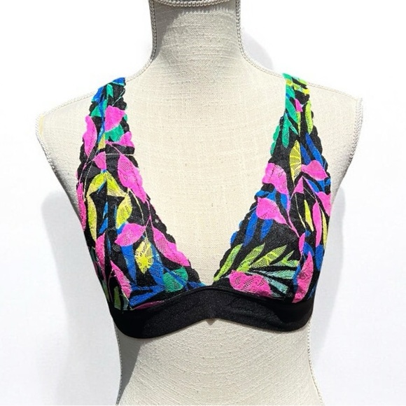 🌻Victoria's Secret PINK Colorful Floral Strappy Bralette / Sports Bra Size M - Picture 2 of 10